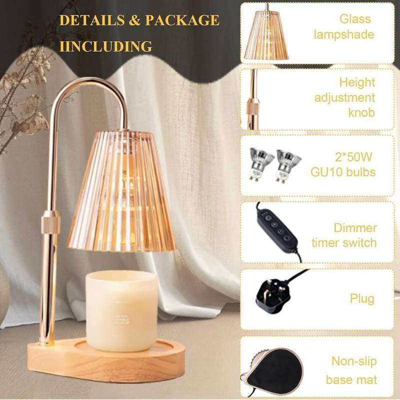 Nvsteca Gold Glass Candle Warmer Lamp, UK Plug — photo 9 of 16