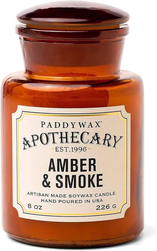 Paddywax Apothecary Amber & Smoke Candle — glass jar scented candle