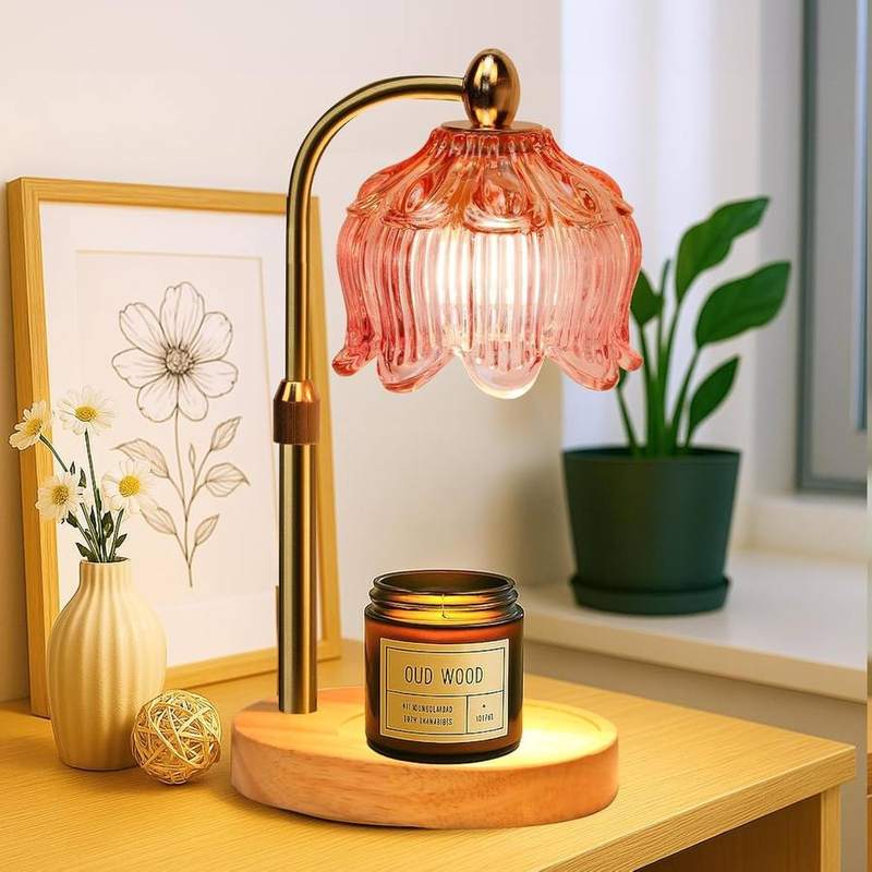 Paryou Glass-Base Candle Warmer Lamp, 28 cm, candle warmer lamp with a smooth glass shade