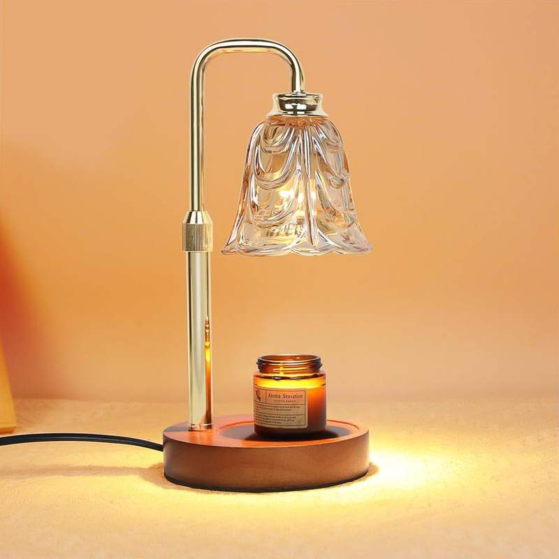 Paryou Glass-Shade Candle Warmer Lamp, Metal Base, candle warmer lamp with a glass lampshade