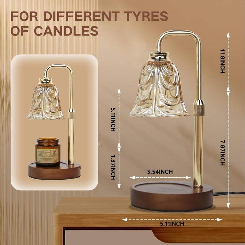 Paryou Glass-Shade Candle Warmer Lamp, Metal Base — photo 5 of 12
