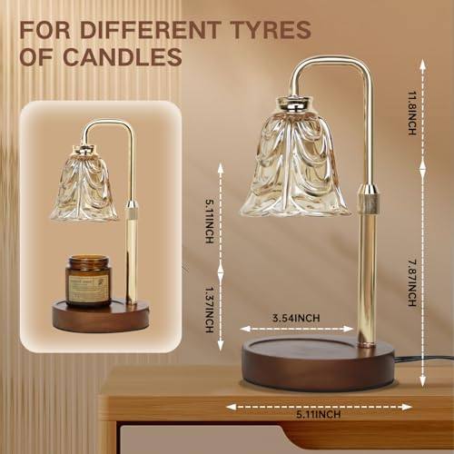 Paryou Glass-Shade Candle Warmer Lamp, Metal Base — photo 6 of 12