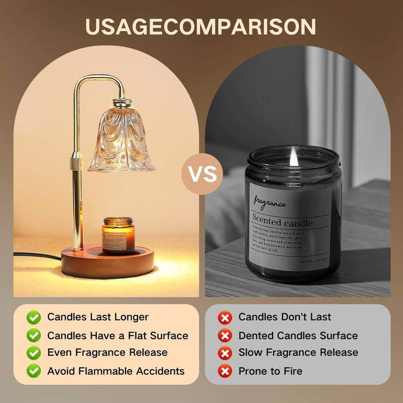 Paryou Glass-Shade Candle Warmer Lamp, Metal Base — photo 9 of 12