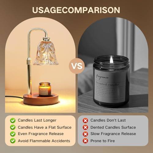 Paryou Glass-Shade Candle Warmer Lamp, Metal Base — photo 10 of 12