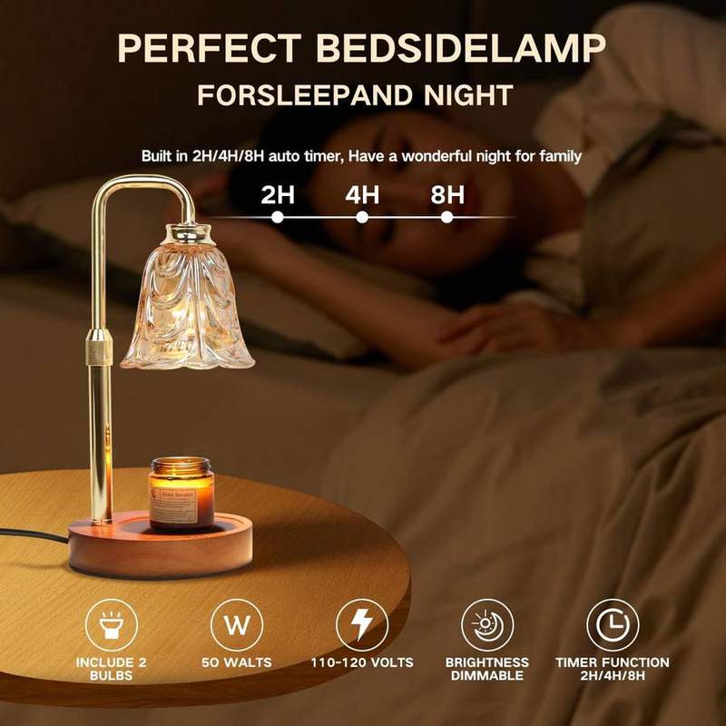 Paryou Glass-Shade Candle Warmer Lamp, Metal Base — photo 11 of 12