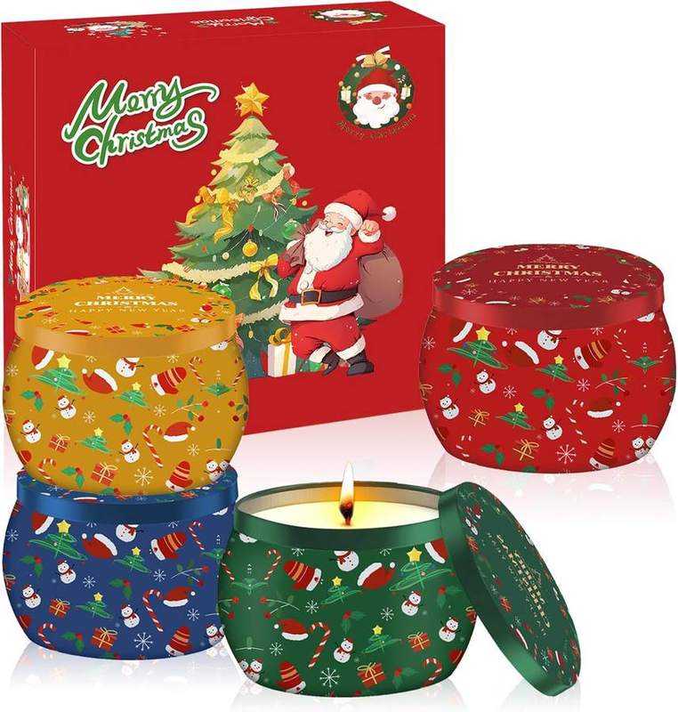 POPOYU Christmas Scented Candle Gift Set of 4 — tin scented candle