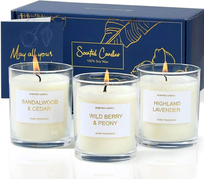 PROFIKLA Lavender, Peony & Berries, Sandalwood Candle Gift Set of 3 — scented candle