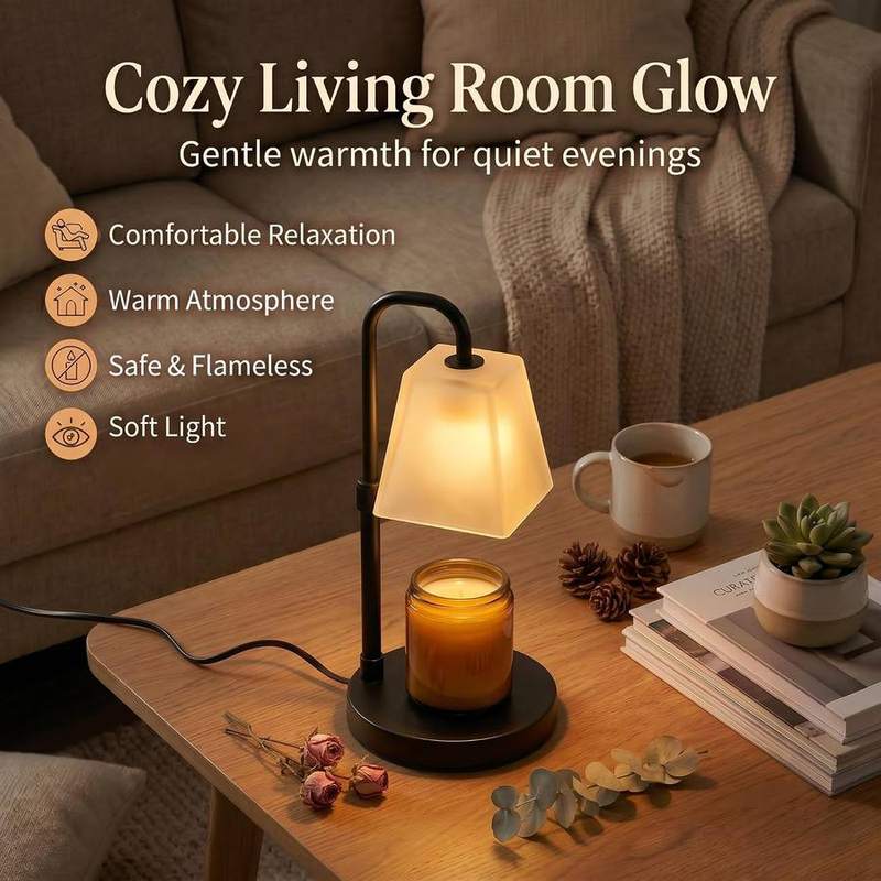 QUIGO Frosted White Shade Candle Warmer Lamp, Black — photo 9 of 16