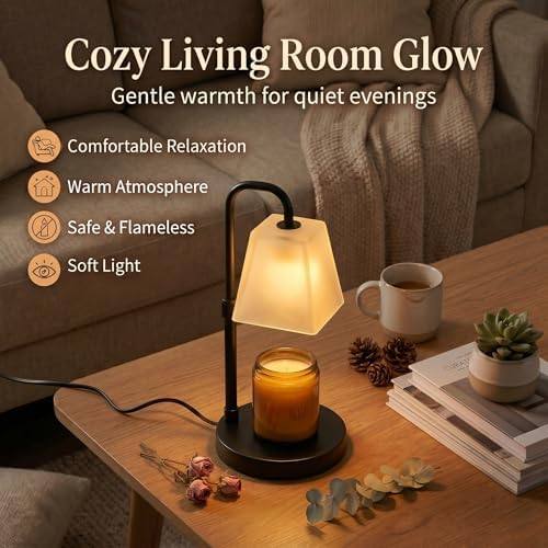 QUIGO Frosted White Shade Candle Warmer Lamp, Black — photo 10 of 16