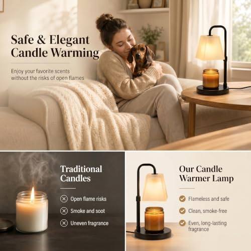 QUIGO Frosted White Shade Candle Warmer Lamp, Black — photo 14 of 16
