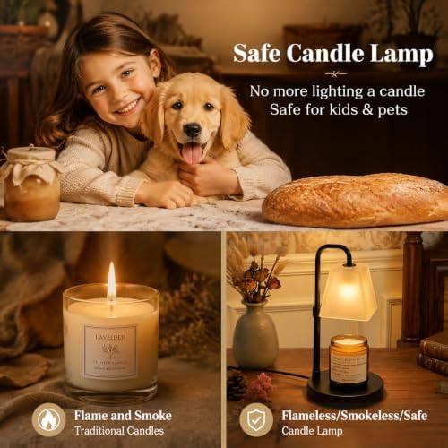 QUIGO Frosted Glass Candle Warmer Lamp, Black Metal — photo 8 of 17