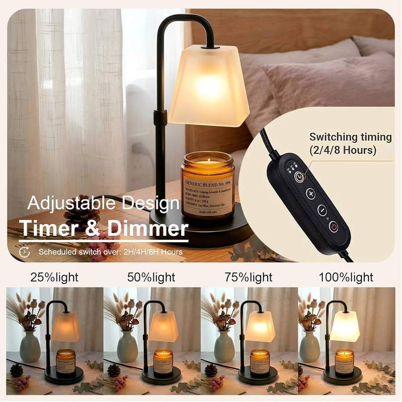 QUIGO Frosted Glass Candle Warmer Lamp, Black Metal — photo 11 of 17