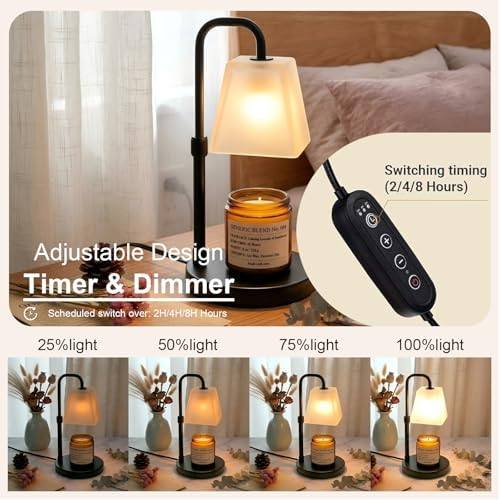 QUIGO Frosted Glass Candle Warmer Lamp, Black Metal — photo 12 of 17