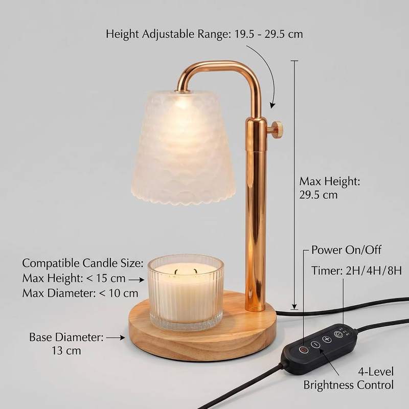 QUIGO Gold & Rubberwood Candle Warmer Lamp — photo 3 of 11