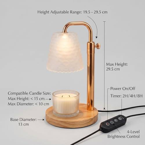 QUIGO Gold & Rubberwood Candle Warmer Lamp — photo 4 of 11