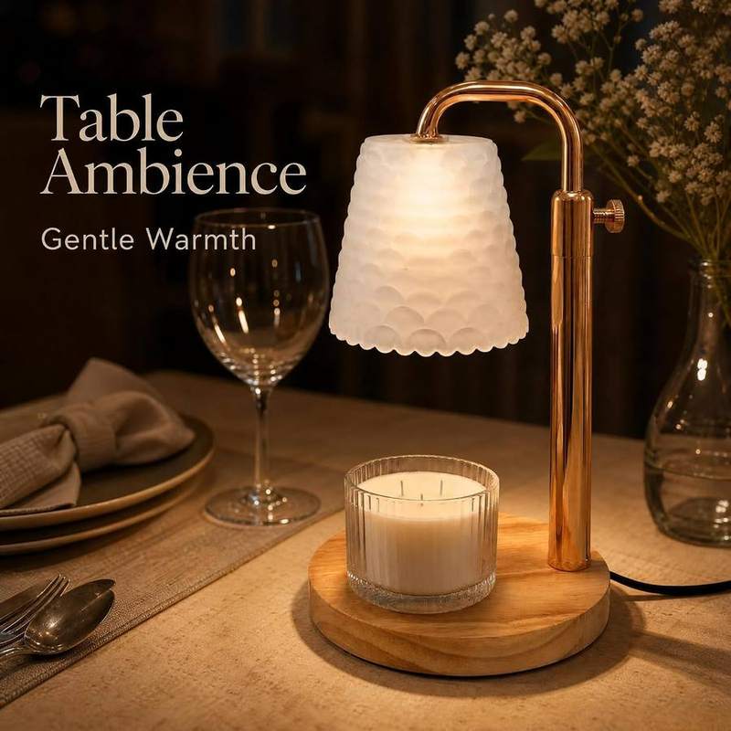 QUIGO Gold & Rubberwood Candle Warmer Lamp — photo 7 of 11