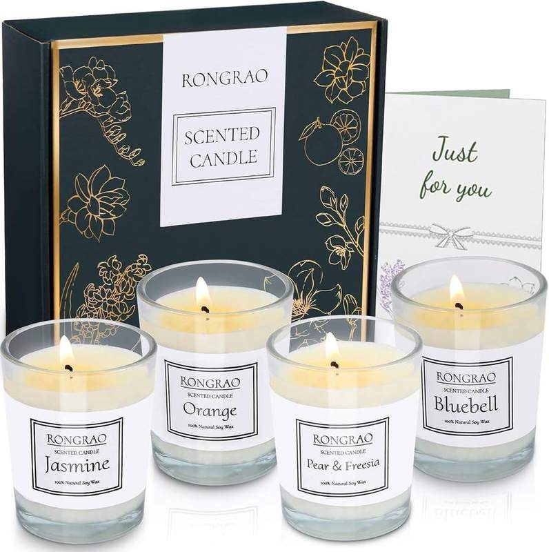 RongRao Jasmine, Pear & Freesia, Orange and Bluebell Candle Gift Set of 4 — scented candle