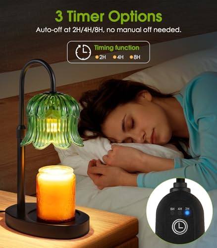 spqment Emerald Floral Glass Candle Warmer Lamp — photo 4 of 14