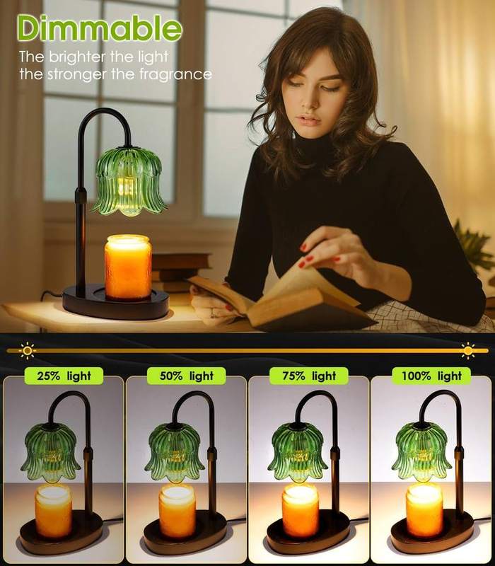 spqment Emerald Floral Glass Candle Warmer Lamp — photo 5 of 14