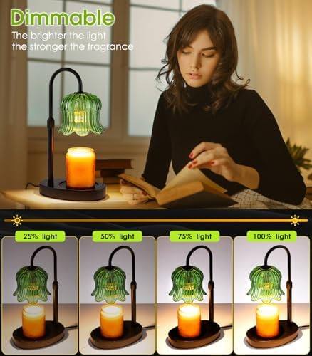 spqment Emerald Floral Glass Candle Warmer Lamp — photo 6 of 14