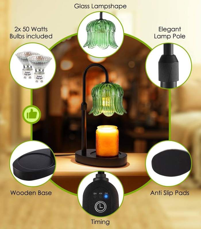 spqment Emerald Floral Glass Candle Warmer Lamp — photo 7 of 14