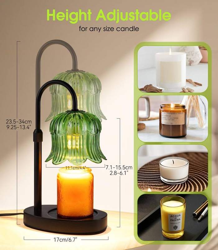 spqment Emerald Floral Glass Candle Warmer Lamp — photo 11 of 14