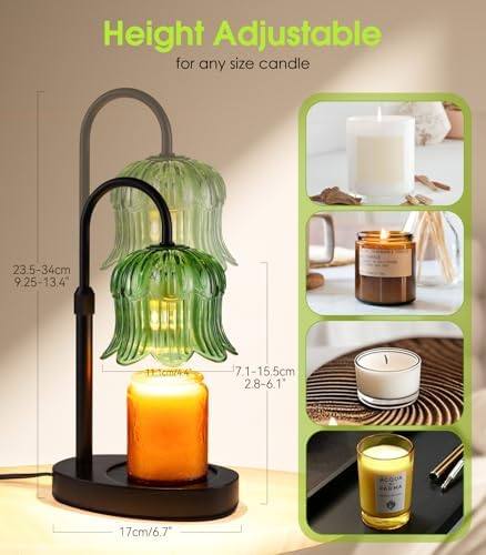 spqment Emerald Floral Glass Candle Warmer Lamp — photo 12 of 14