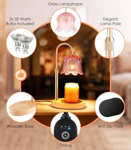 spqment Blush Pink Floral Glass Candle Warmer Lamp — photo 8 of 14
