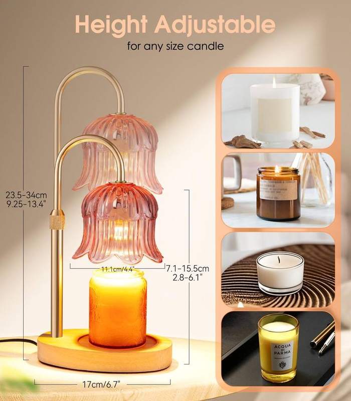 spqment Blush Pink Floral Glass Candle Warmer Lamp — photo 11 of 14