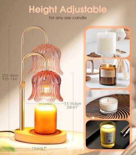 spqment Blush Pink Floral Glass Candle Warmer Lamp — photo 12 of 14