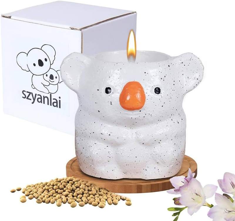 szyanlai Koala Freesia Soy Candle in Porcelain Pot — scented candle