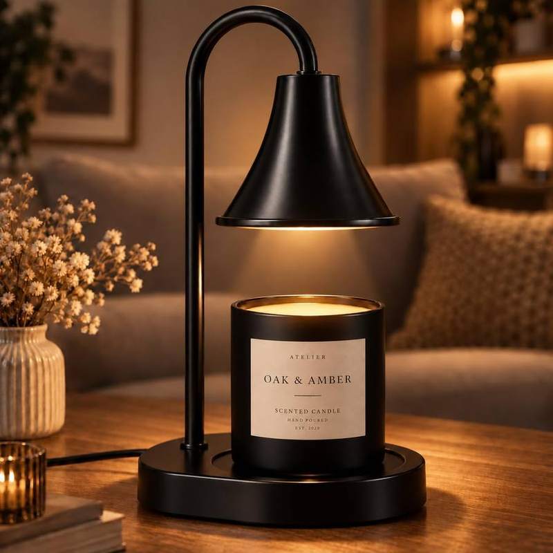 TELEEOC Black Candle Warmer Lamp, black candle warmer lamp with a decorative shade