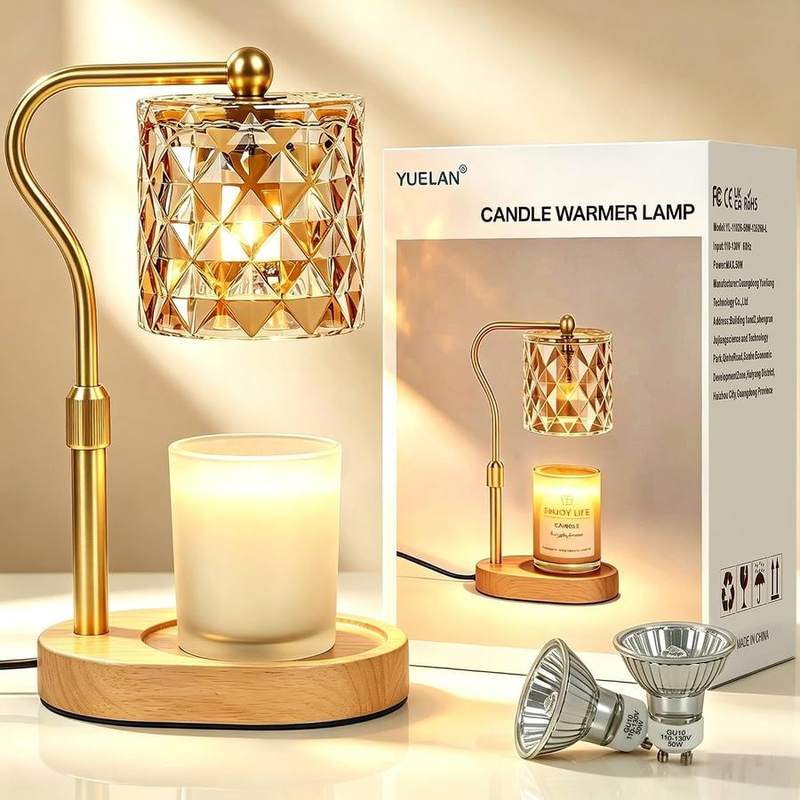 TEMZICK Crystal-Cut Candle Warmer Lamp, candle warmer lamp with a crystal-style faceted shade