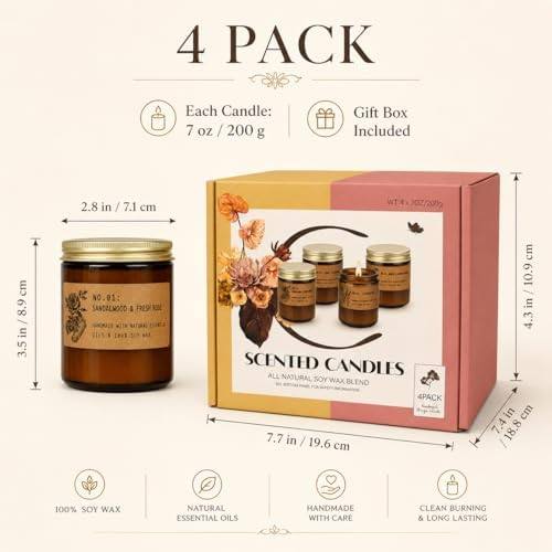 TOFU Large Candle Gift Set of 4, Brown Glass — photo 12 of 18