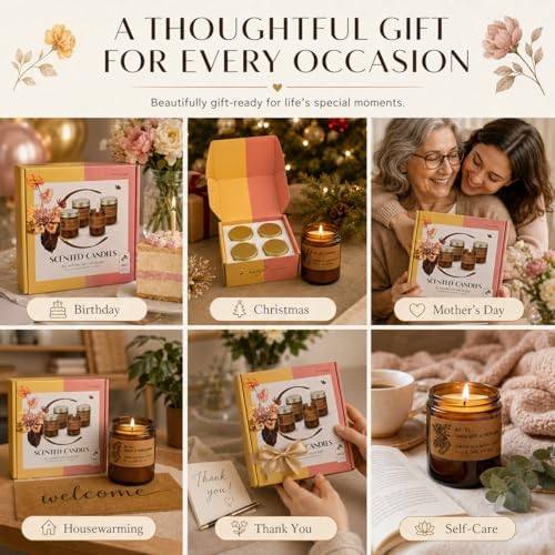 TOFU Large Candle Gift Set of 4, Brown Glass — photo 14 of 18