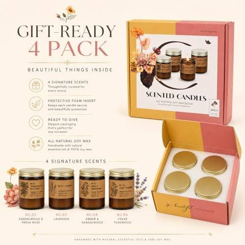 TOFU Large Candle Gift Set of 4, Brown Glass — photo 16 of 18