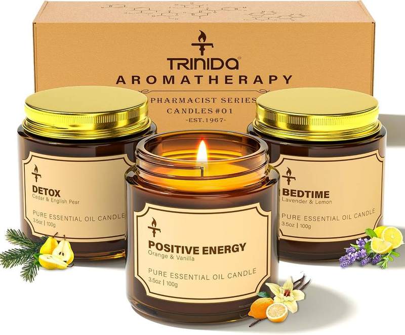 TRINIDa Scented Candle Gift Set of 3, 3.5 oz — jar scented candle