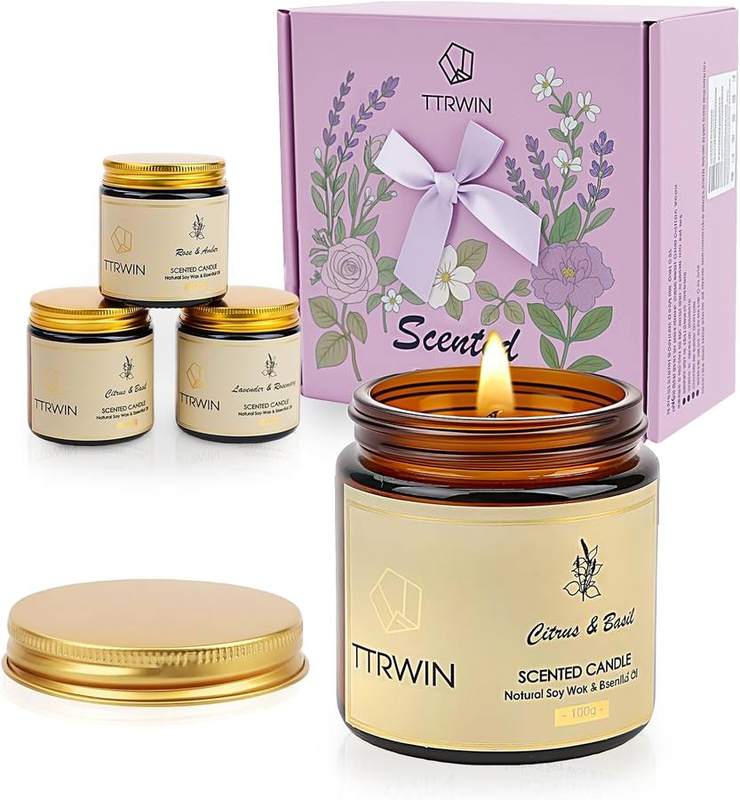 TTRWIN Floral Candle Gift Set of 4 — scented candle