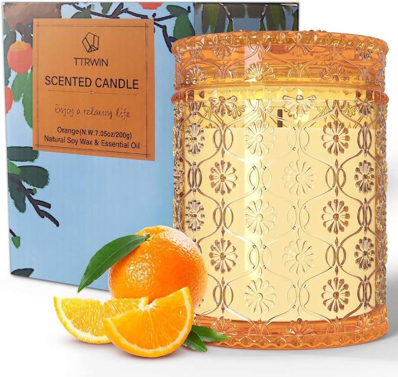 TTRWIN Orange Soy Candle, 200 g, Lidded Jar — glass jar scented candle