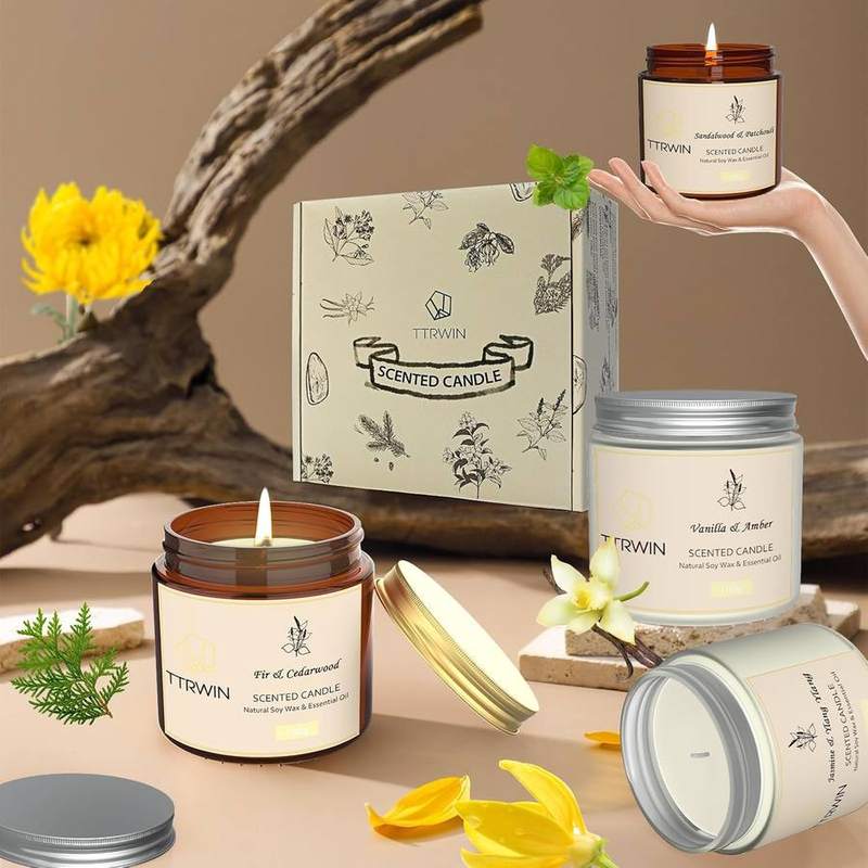 TTRWIN Glass Jar Candle Gift Set of 4 with Lids — photo 3 of 18