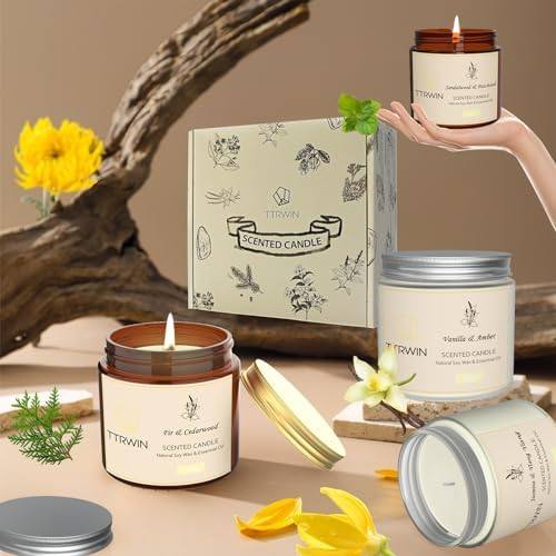 TTRWIN Glass Jar Candle Gift Set of 4 with Lids — photo 4 of 18