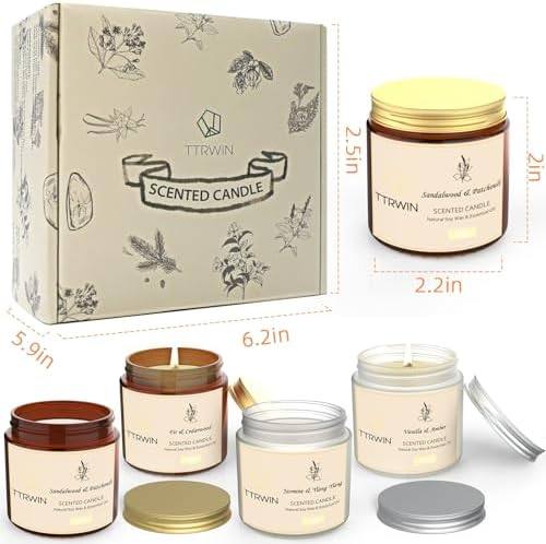 TTRWIN Glass Jar Candle Gift Set of 4 with Lids — photo 14 of 18