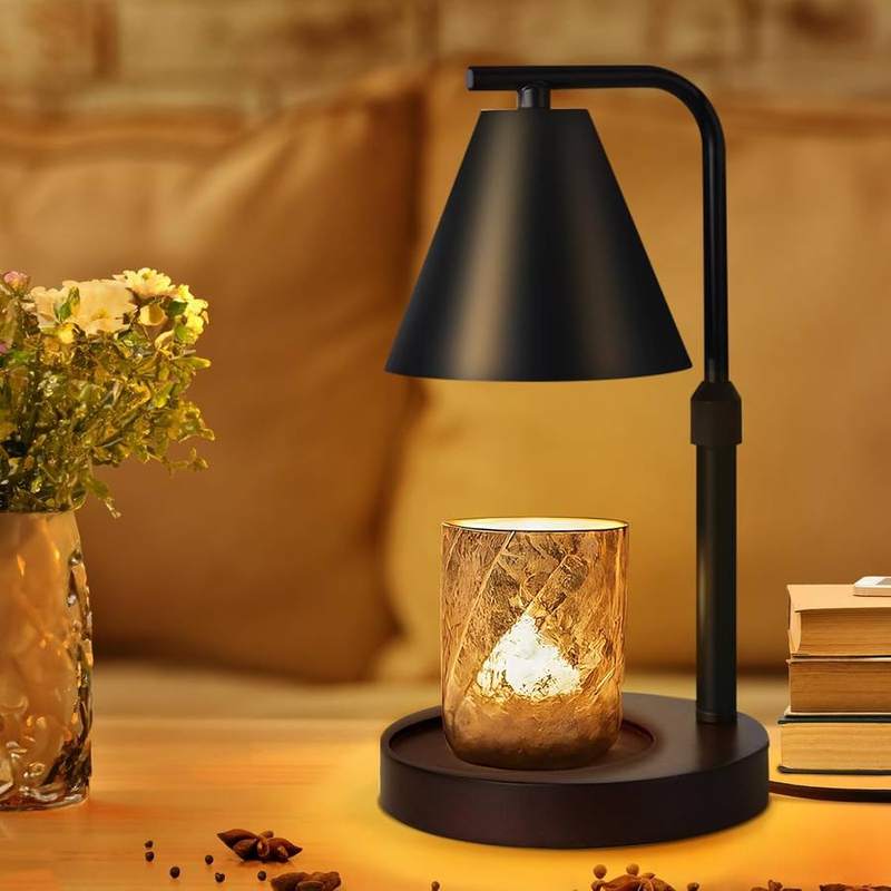 Twinkle Star Black Metal Candle Warmer Lamp, black candle warmer lamp with a metal shade