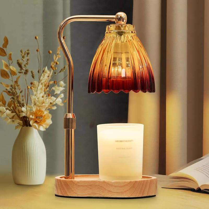 vankada Flower Candle Warmer Lamp, candle warmer lamp with a flower-shaped glass shade