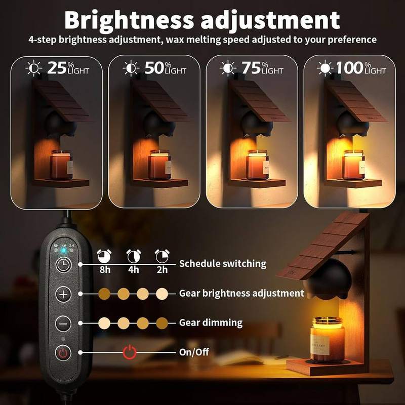 VXUNLIOR Wooden Cabin Candle Warmer Lamp, Wall-Mountable — photo 3 of 12