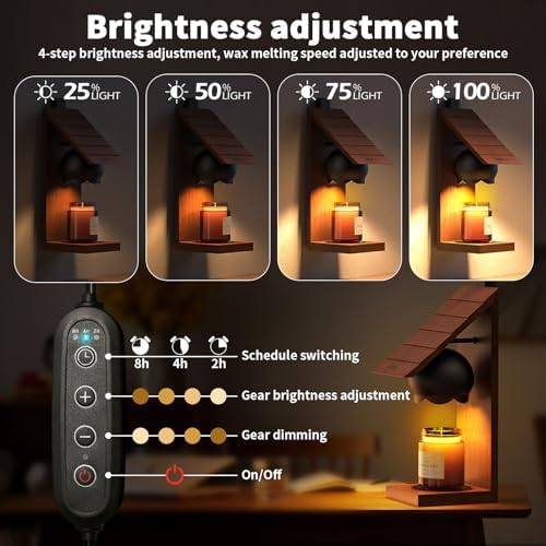 VXUNLIOR Wooden Cabin Candle Warmer Lamp, Wall-Mountable — photo 4 of 12
