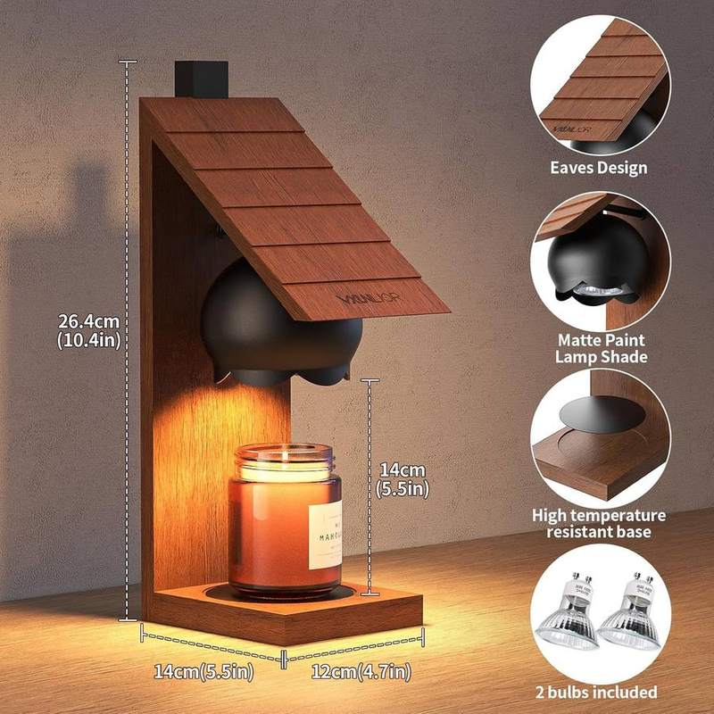 VXUNLIOR Wooden Cabin Candle Warmer Lamp, Wall-Mountable — photo 5 of 12