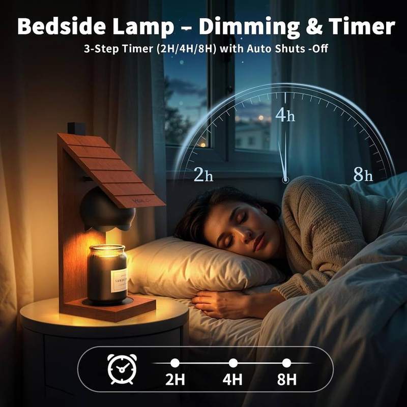 VXUNLIOR Wooden Cabin Candle Warmer Lamp, Wall-Mountable — photo 7 of 12