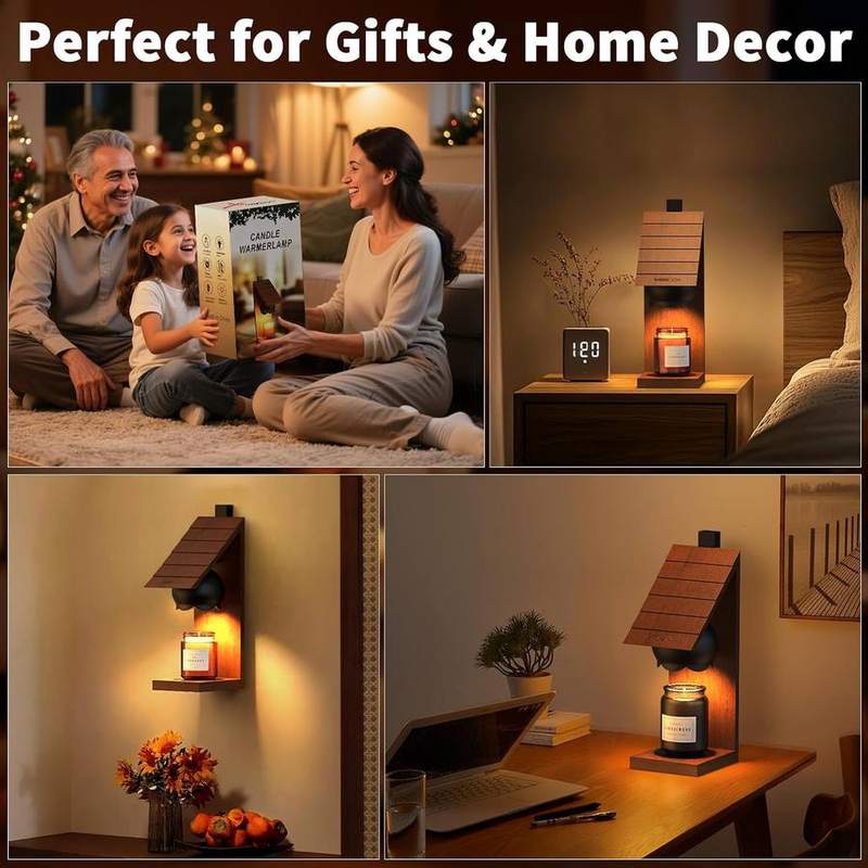 VXUNLIOR Wooden Cabin Candle Warmer Lamp, Wall-Mountable — photo 11 of 12
