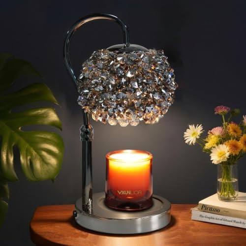 VXUNLIOR Luxury Crystal Candle Warmer Lamp, Faux Marble Base — photo 2 of 12